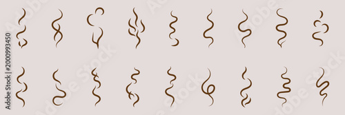 Smoke steam icon set vector hot aroma heat design on transparent background