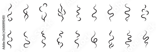 Smoke steam icon set vector hot aroma heat design on transparent background