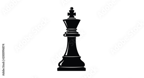 chess king piece silhouette black on white background high quality professional detailed modern elegant stylish clean crisp vibrant colorful digital