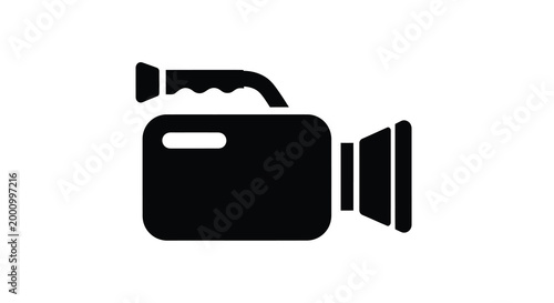 video camera icon in black silhouette on white background high quality professional detailed modern elegant stylish clean crisp vibrant colorful