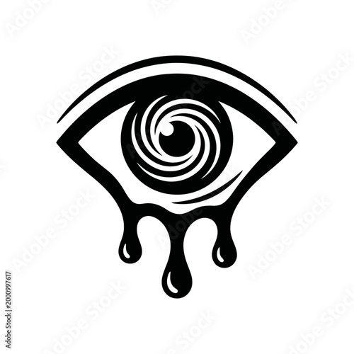 Black eye with spiral iris and drips