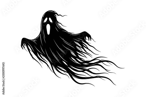 Black ghost flying in air