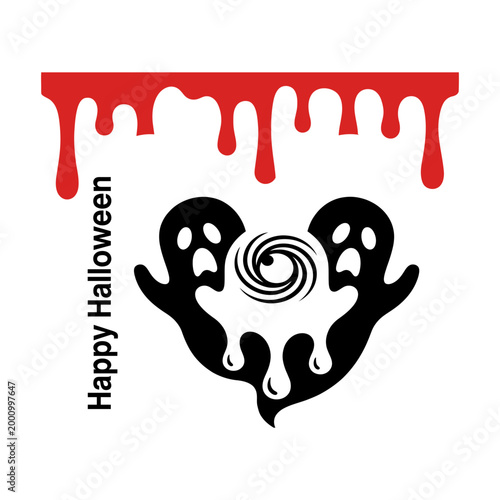 Halloween ghost hands with happy text