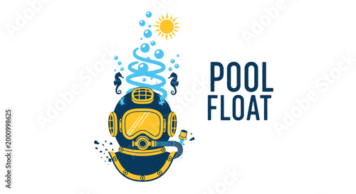 Fun pool float icons, summer swimming accessories, inflatable pool toys, beach vector graphics
