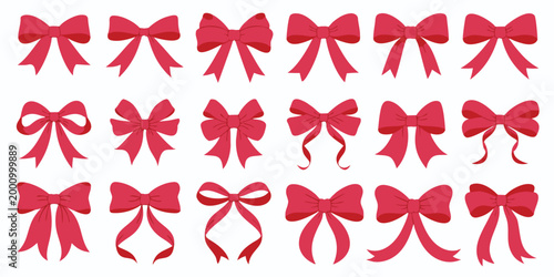 red bows in various styles on white background high quality professional detailed