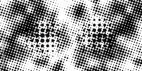 Set of halftone dots gradient pattern texture isolated on white background. Straight dotted spots using halftone circle dot raster texture.