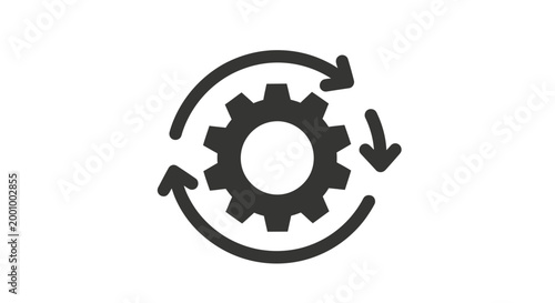 Black gears and circular arrows symbolizing process automation and continuous improvement