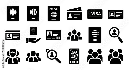 Travel and identification icons a comprehensive set for global mobility and security