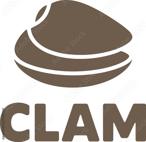 Clam vector illustration simple graphic design with text below with food industry healthy eating