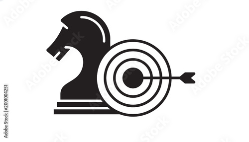Aim training icon with target rings and arrow for tactical gaming and military strategy concept design
