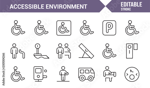 Editable stroke disability icons for inclusive design projects