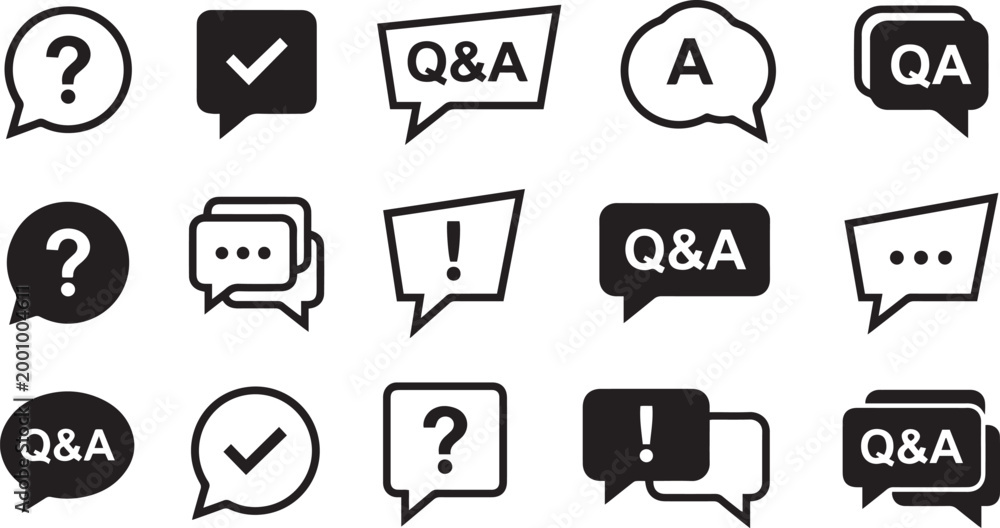 Fototapeta premium Communication vactor diverse speech bubble icons for questions answers and dialogue