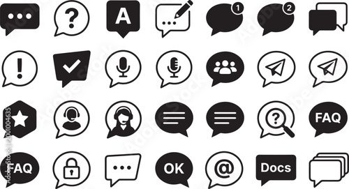 Communication icons set speech bubbles messages and support vactor graphics