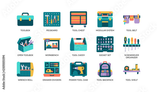 Toolbox and workshop icons arranged in a grid layout