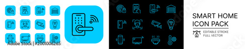 Smart Home Icon Pack Featuring Connected Living Technology Symbols for Automation Systems and Digital Household Control Interfaces
