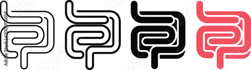 Intestine icon. Bowel symbol. Human anatomy, guts or intestinal tract vector illustration. Digestion sign. Abdominal gastric belly icon isolated.