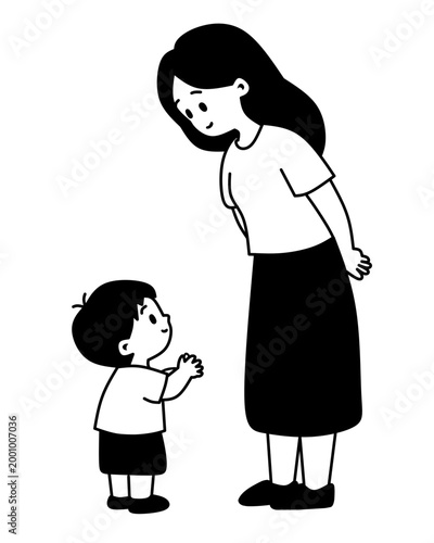 Silueta familia madre e hijo.