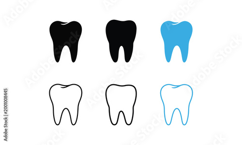 Dental health illustration tooth silhouettes and blue tooth representation