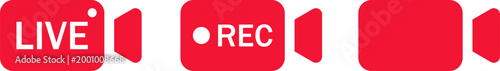 Live Stream and Video Recording Button Icon Set