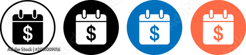 Financial Calendar and Payment Schedule Circular Icons