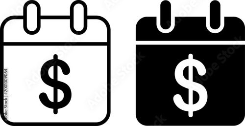 Calendar with Dollar Sign Financial Icons