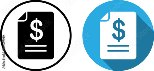  Financial Invoice and Dollar Bill Document Icons