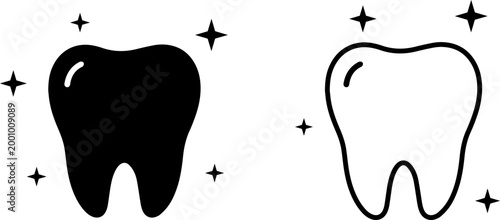 dental cavity and healthy tooth comparison flat design vector illustration