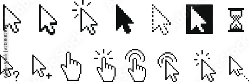 Mouse cursor arrow click loading icons set vector collection