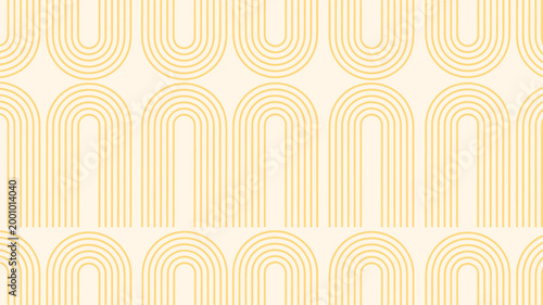 Seamless geometric pattern of stylized waves in gold on light background