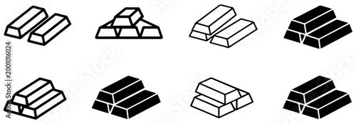 Tableau sur toile gold bar icon set bullion ingot symbol