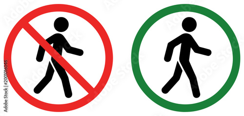Φωτογραφία pedestrian walk no walk icon set vector