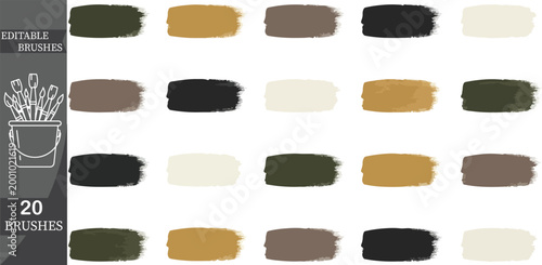 Earth Tone Acrylic Paint Swatches Set with Textured Brush Strokes in Olive Gold and Neutral Grey