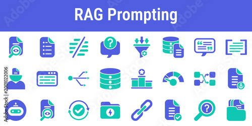 Photography Commercial icon set for retrieval augmented prompts search ranking context windo