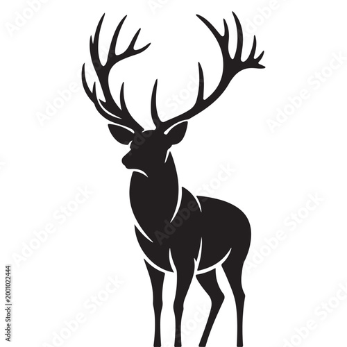 deer silhouette with intricate antlers on white background high quality professional detailed modern elegant stylish clean crisp vibrant colorful digital creative