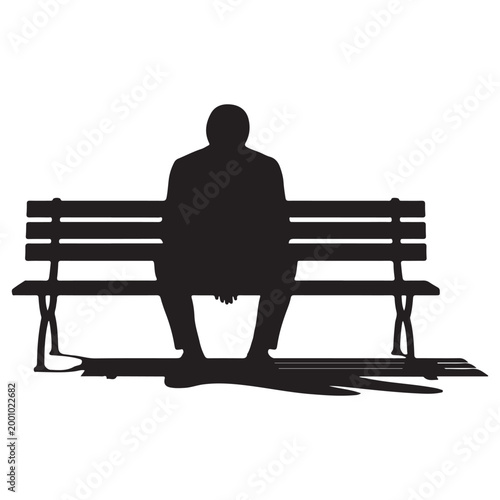 silhouette of person sitting on bench with white background high quality professional detailed modern elegant stylish clean crisp vibrant colorful digital