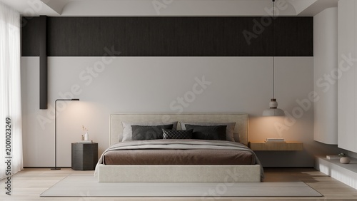 Photography Modern Minimalist Luxury Bedroom Interior - 3D Render