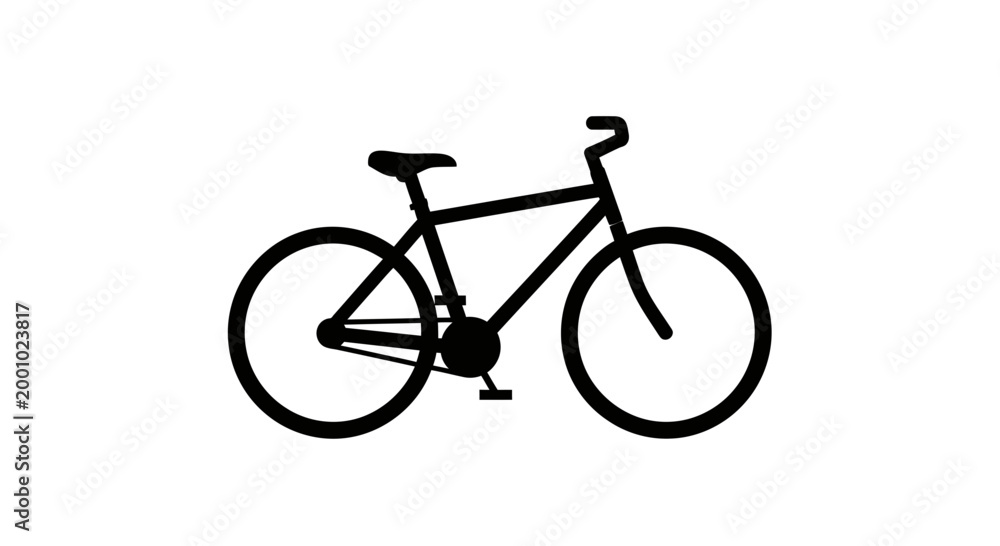 Obraz premium Black Bicycle Silhouette Icon Isolated on White Background, Professional Bike Vector Illustration for Transport and Fitness