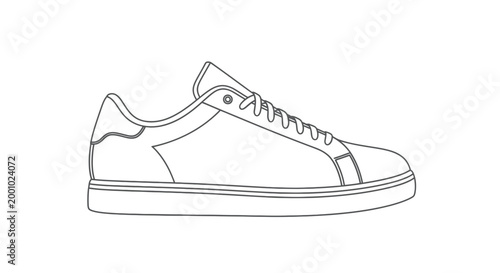 Minimalist Line Art Vector Illustration of a Casual Sneaker Shoe Outline