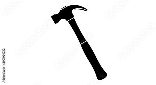 Black Claw Hammer Silhouette Icon, Professional Carpentry and Construction Tool Isolated on White Background for DIY and Home Repair Projects