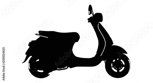 Classic Motor Scooter Silhouette Isolated on White Background