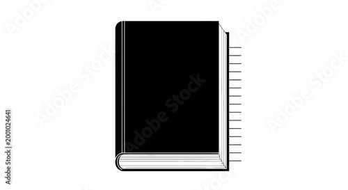 Minimalist Black Book with Index Tabs Vector Illustration Isolated on White Background