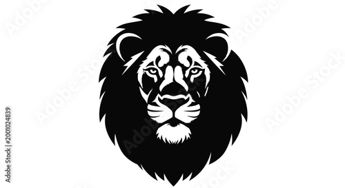 Lion Head Silhouette Vector Illustration, Stylized Majestic King of the Jungle Graphic Design Icon