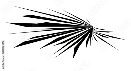 Abstract geometric black and white radial burst explosion vector illustration with sharp shards