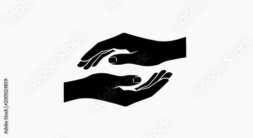 Black Silhouettes of Cupped Hands in Protective Gesture