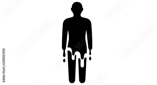 Melting Human Silhouette Vector Illustration Representing Burnout, Mental Stress and Identity Crisis