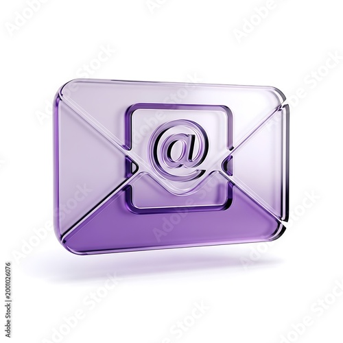 Shiny purple email icon with at sign