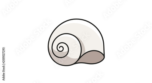 Seashell illustration simple vector drawing on white background