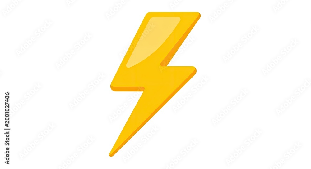 Obraz premium Bright yellow lightning bolt icon symbolizing power energy and electric charge