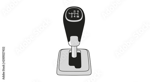 Gear shift knob illustration with transmission diagram black and gray