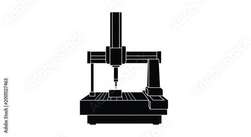 Cnc milling machine silhouette on a white background